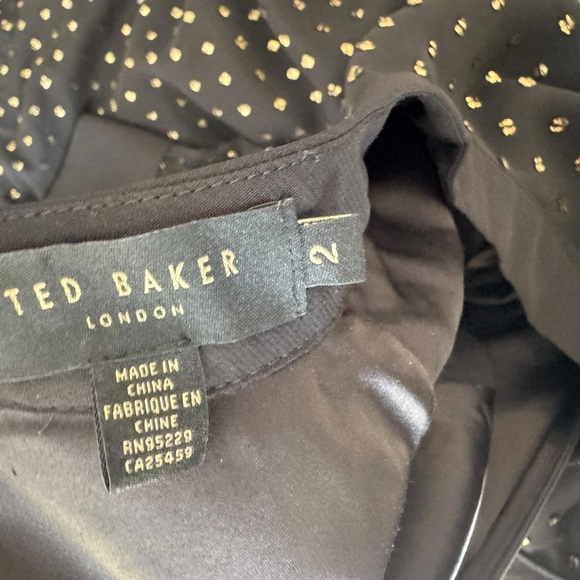 Ted Baker - Rebekha Joyous Ruffled Black Long Sleeve Polka Dots Dress Sz 2 US 6 - Picture 9 of 10